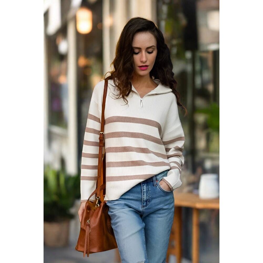 Half Zip Stripe Sweater